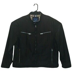 Cole Hann Camo Lined Black Zip Front Packable Jacket Mens XXL 4 Pockets Zip